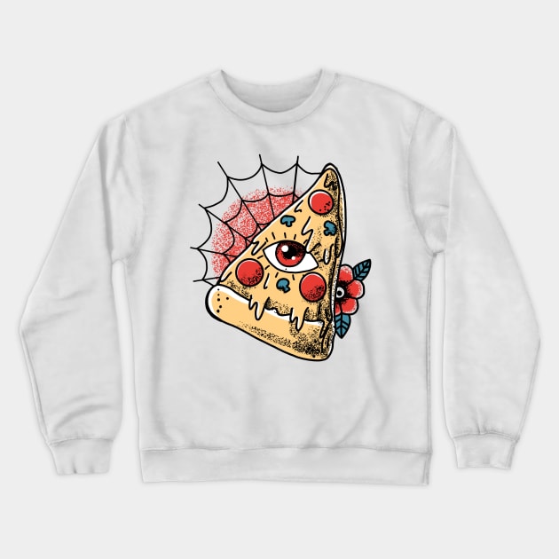 Pizza Monster Tattoo Graphic Crewneck Sweatshirt by InkyArt